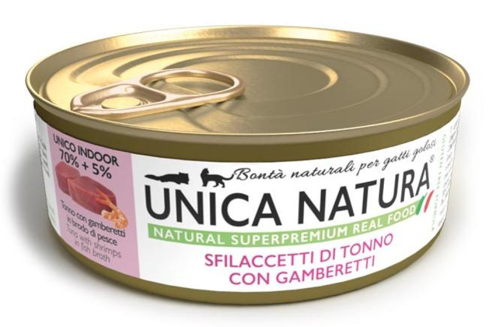 Unica Natura UNICO INDOOR Филе тунца с креветками для кошек 70г - фото, картинка Unica Natura UNICO INDOOR Филе тунца с креветками для кошек 70г - фото