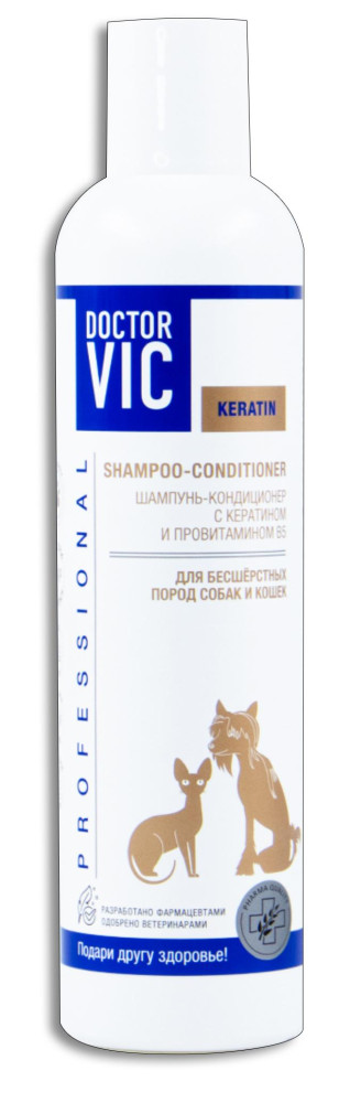 Шампунь-кондиционер Doctor VIC для бесшерстных кошек и собак 250мл  - фото