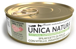 Unica Natura UNICO INDOOR Филе курицы с телятиной и оливками для кошек 70г