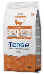 Корм Monge Cat Monoprotein Sterilized (Утка) для кошек, 10кг