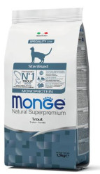 Корм Monge Cat Monoprotein Sterilized (Форель) для кошек 1.5кг- фото