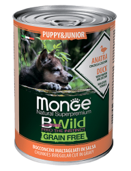 Консервы Monge BWild GF Puppy&Junior (Утка), 400г × 12шт