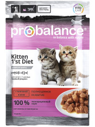 ProBalance Консервированный корм 1'st Diet Kitten (Телятина в желе), 85г × 25шт