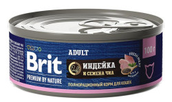 Brit Premium by Nature консервы для кошек (Индейка и семена чиа) 100г