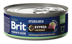 Brit Premium by Nature консервы для стерилизованных кошек (Курица и печень) 100г